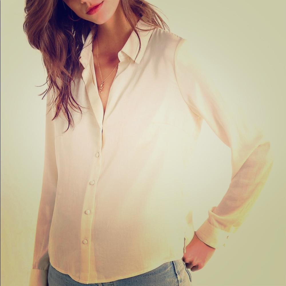 Urban Outfitters Elvira Satin Button-down Top